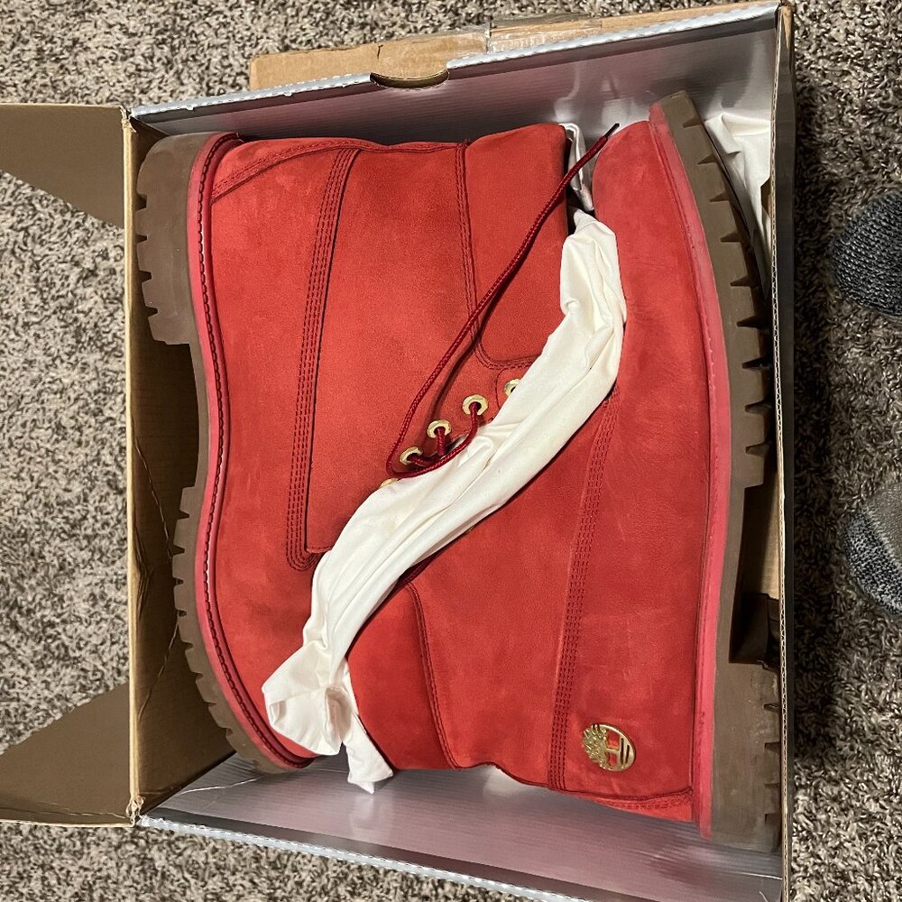 Size 13 Timberland red 6" boots